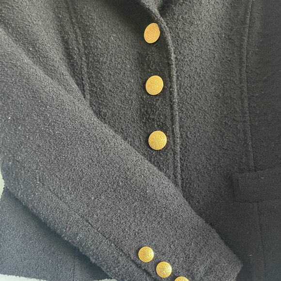VTG The Limited Wool Boucle Blazer Black Gold Ornate Buttons Size Small USA Made - Picture 4 of 6